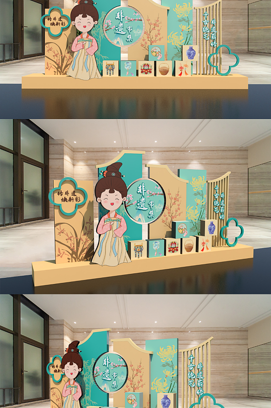 中国传统非遗文化展美陈堆头-众图网