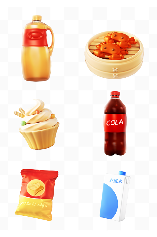 3D立体零食美食素材-众图网