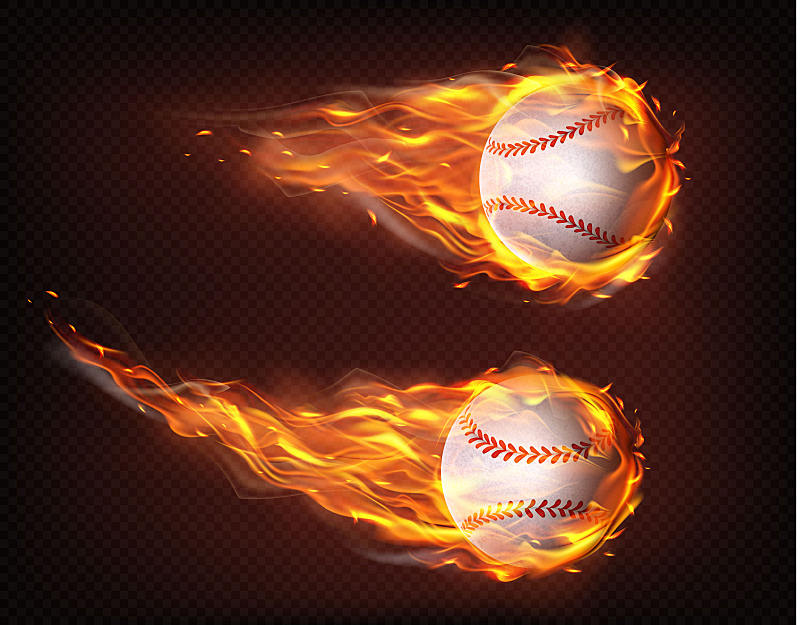 矢量棒球体育用品火焰素材