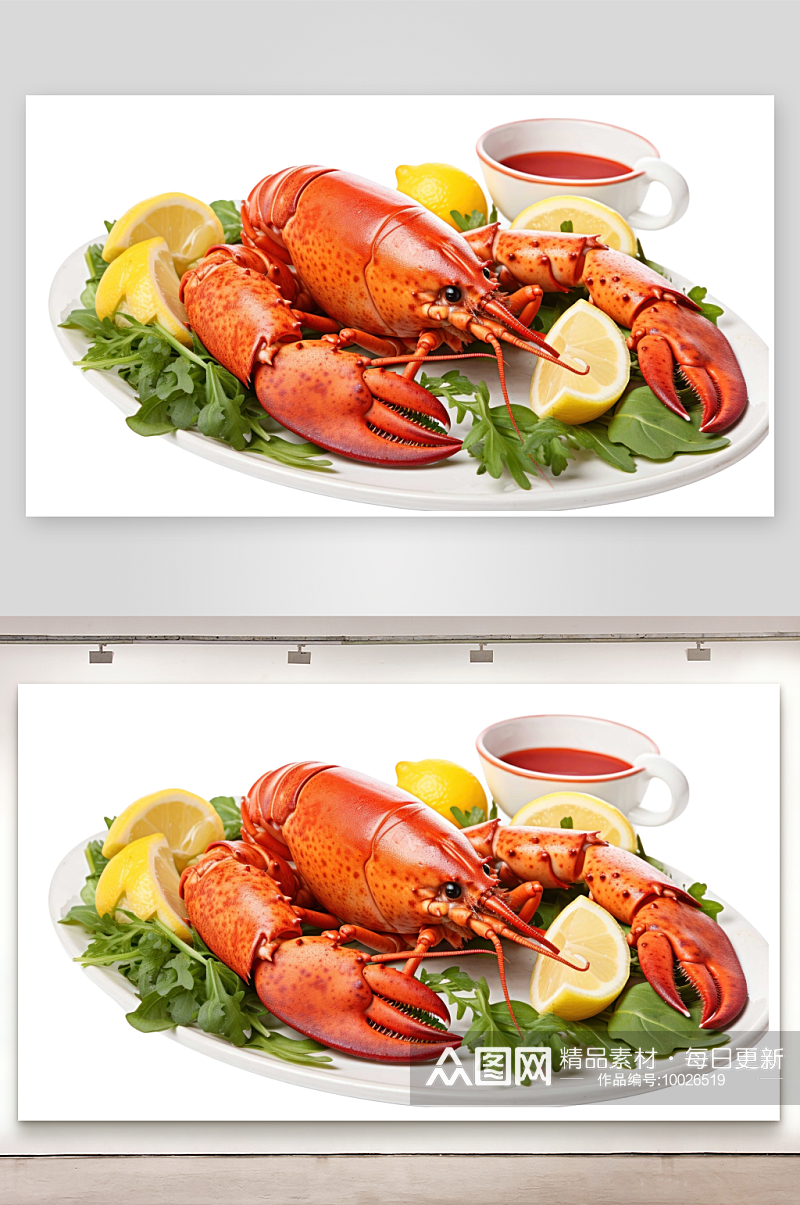 小龙虾海鲜食物插画素材