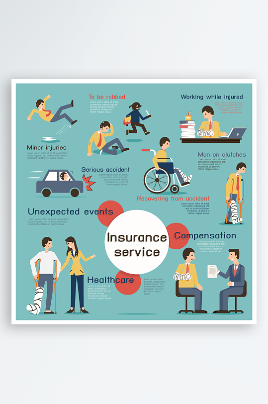 矢量卡通保险服务广告