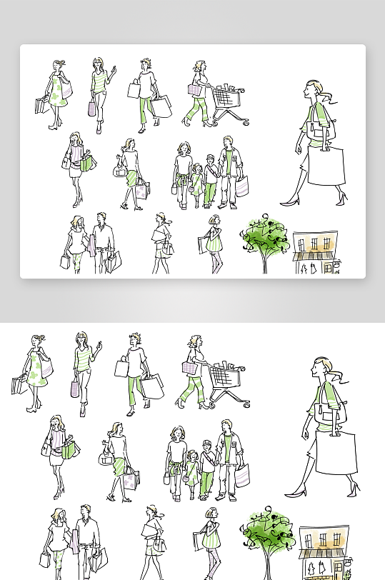 人物行走姿态插画