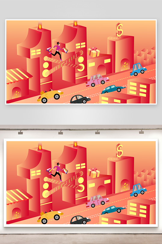 矢量创意双11场景-众图网