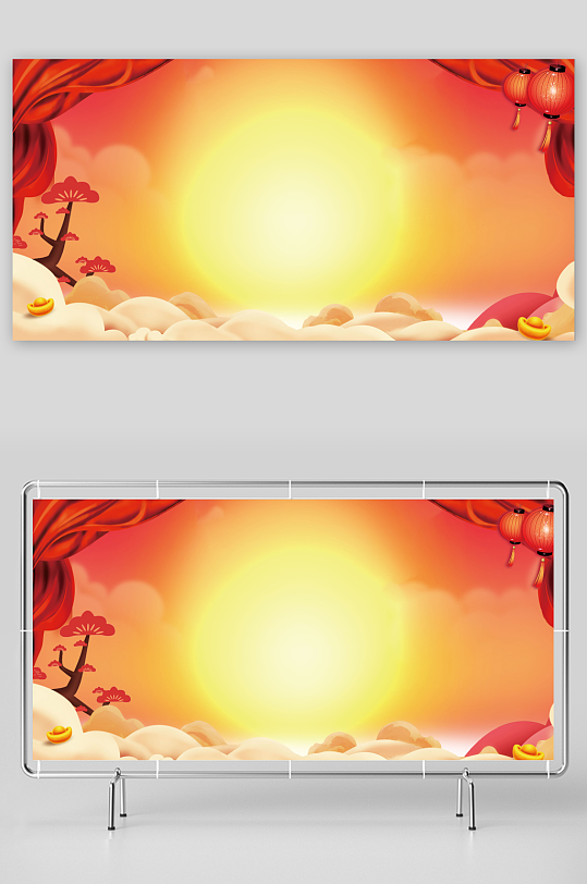 新年幕布祥云背景-众图网