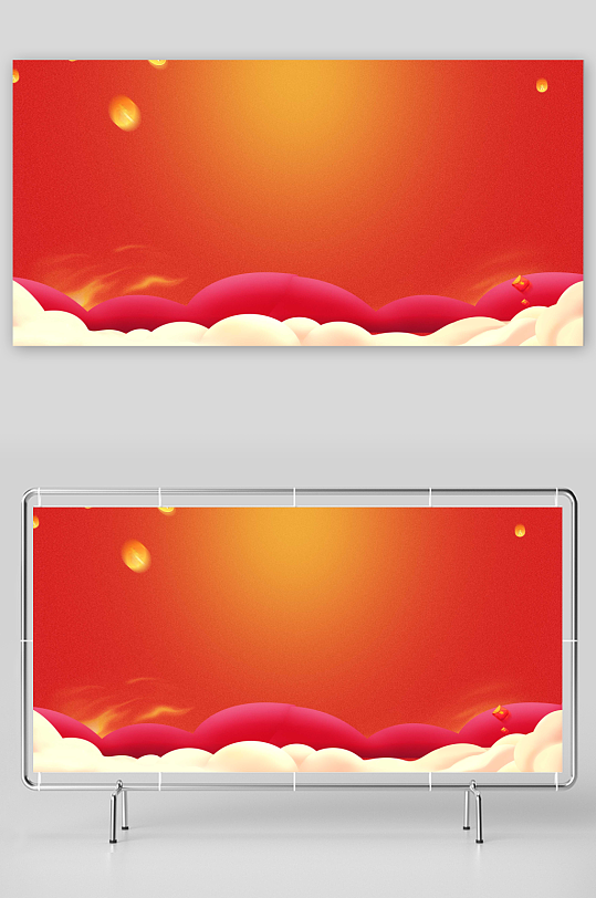 新年红色祥云背景-众图网