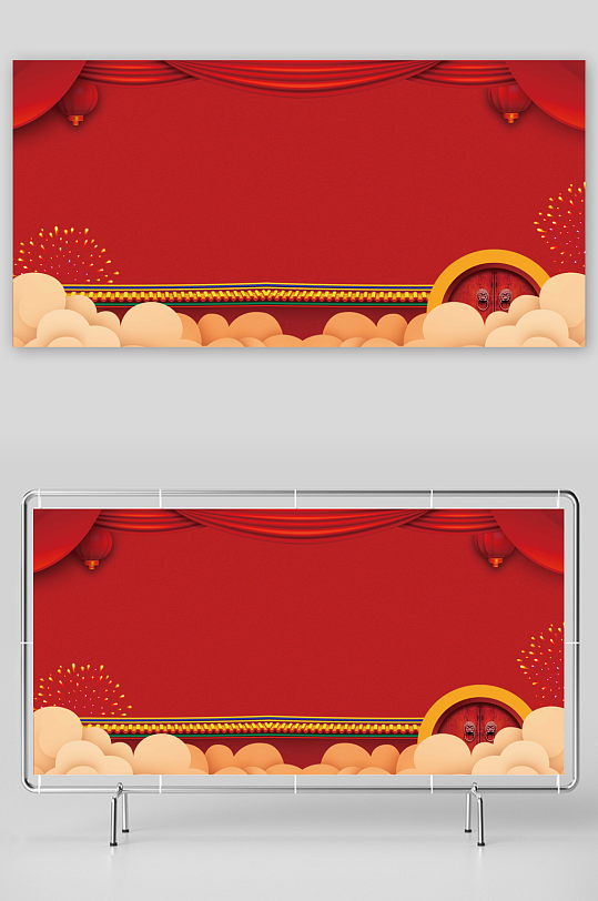 春节灯笼红色背景-众图网
