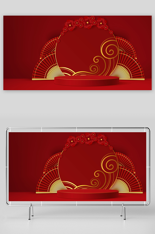 红色电商新年场景-众图网