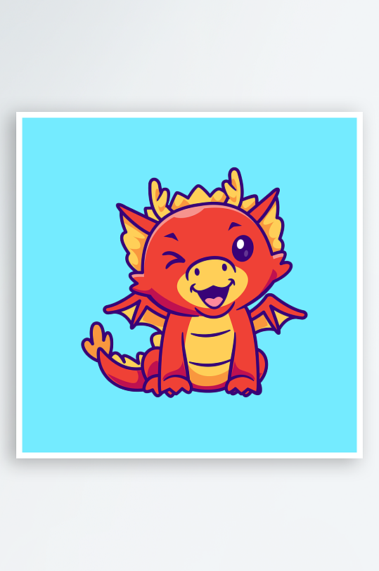 矢量卡通手绘龙插画-众图网