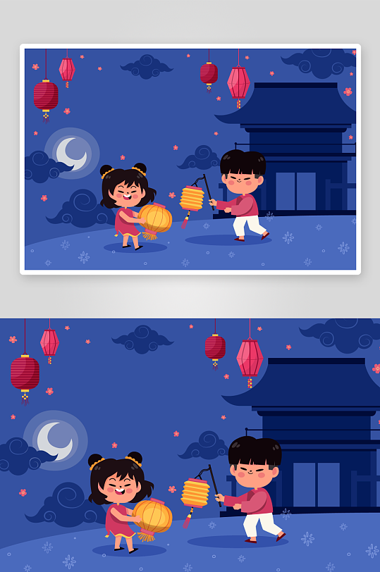 矢量卡通元宵节插画-众图网