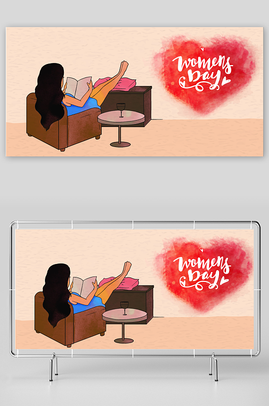 矢量手绘妇女节插画-众图网