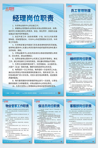 小清新蓝色物业管理条例制度牌系列海报