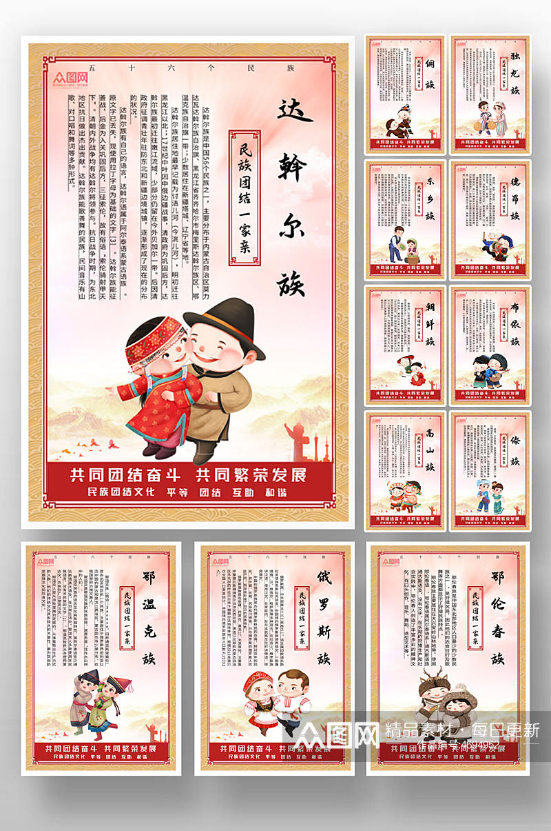 中国风56个少数民族介绍海报素材