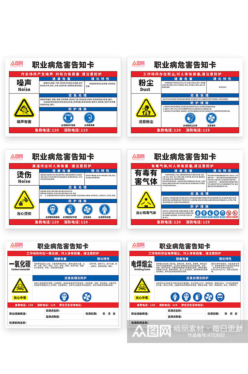 工厂职业病危害告知卡素材