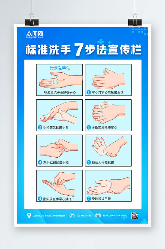 标准七步洗手法海报