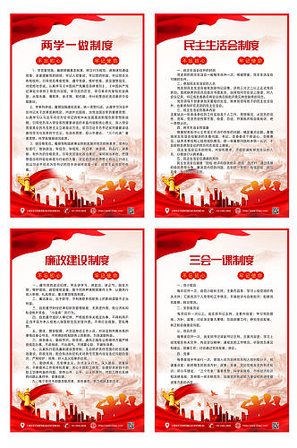 红色党建党员职责制度牌系列海报