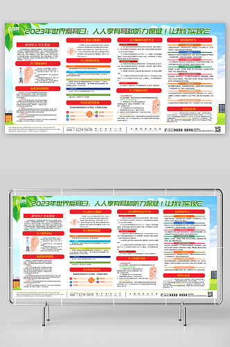 2023全国爱耳日听力健康宣传栏展板