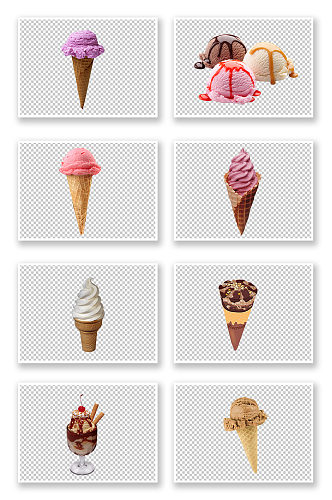 小吃冰淇淋插画写实元素