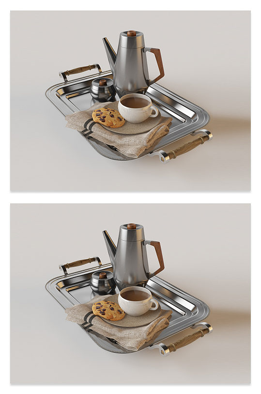 西式餐具托盘c4d模型-众图网