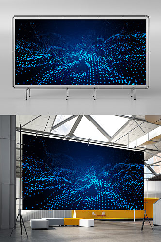 粒子技术蓝色风景数字背景