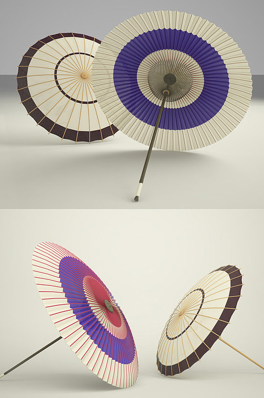 中国风纸伞c4d模型-众图网