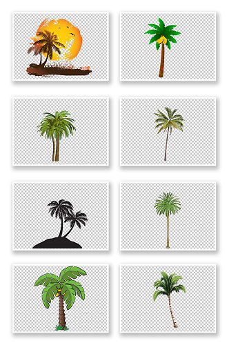 海边沙滩棕榈树免扣元素