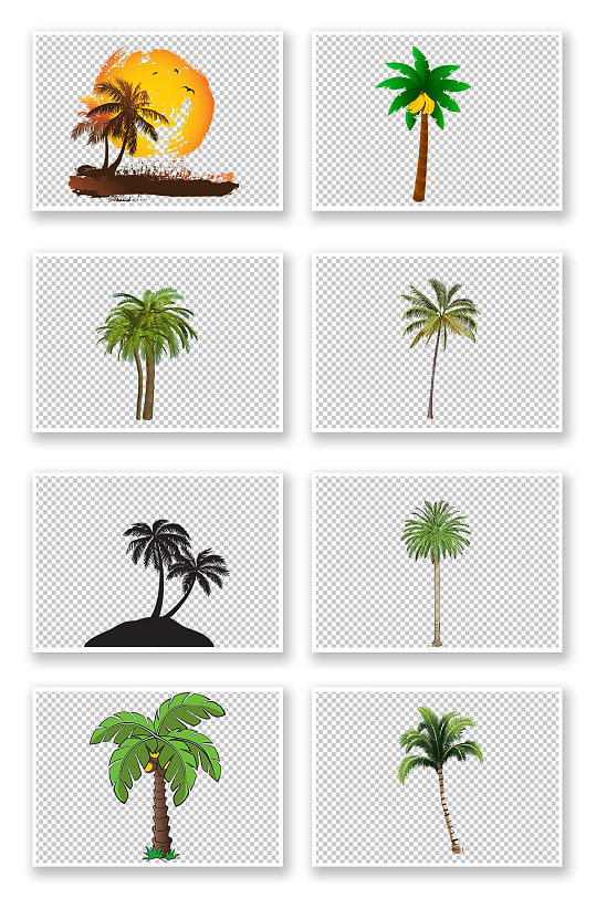 海边沙滩棕榈树免扣元素