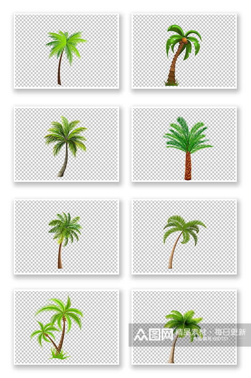绿色卡通棕榈树免扣素材