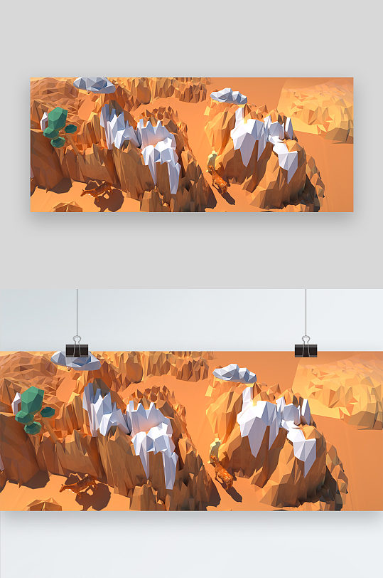 lowpoly山脉山地c4d模型-众图网