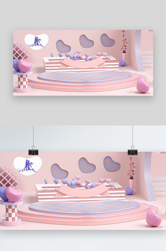 c4d 情人节电商场景模型-众图网
