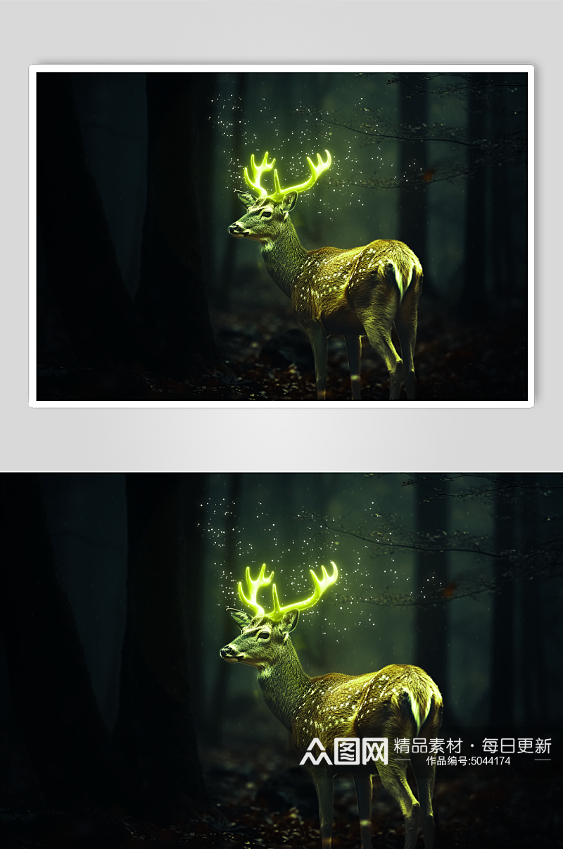 梦幻森林发光的小鹿背景素材