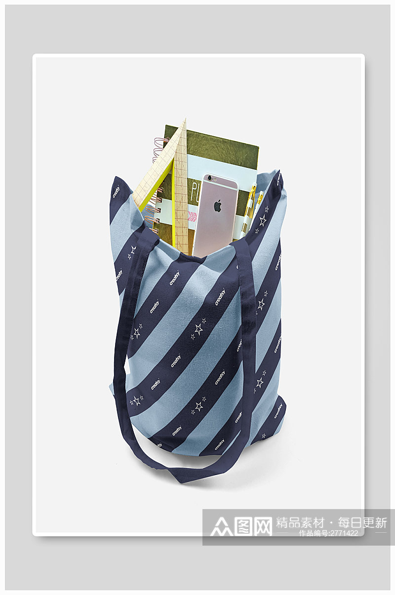 个性帆布购物袋分层样机效果图样机素材