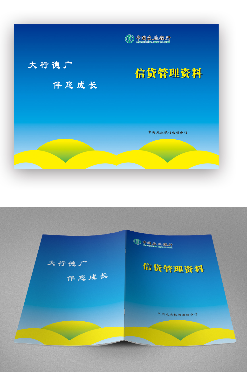 蓝色管理材料画册封面素材