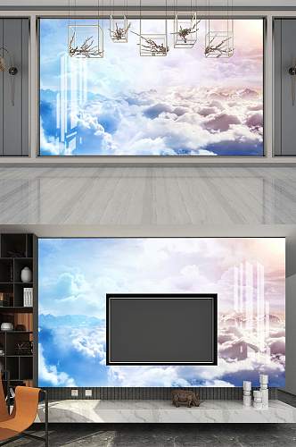 欧式云层电视背景墙