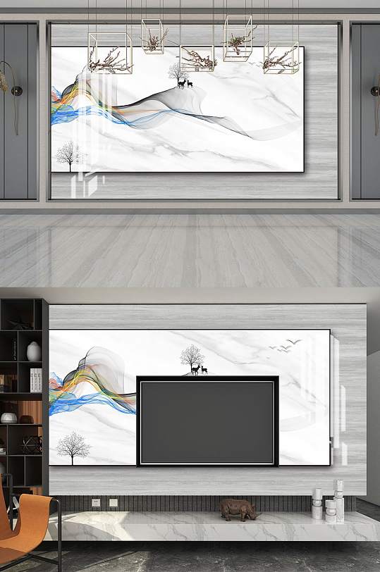 新中式电视背景墙