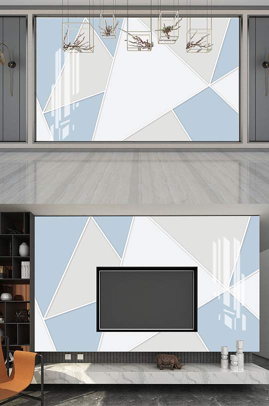 简约几何电视背景墙-众图网