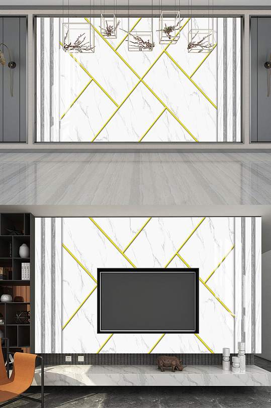 简约几何电视背景墙-众图网