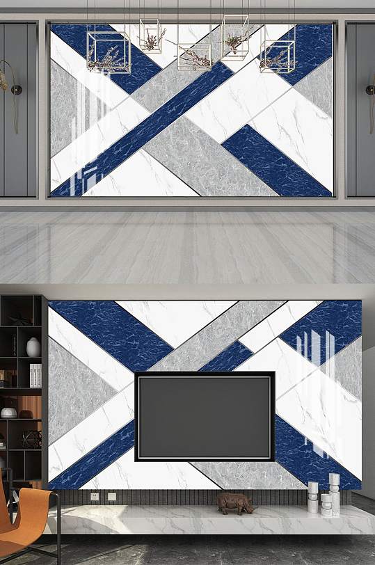 简约几何电视背景墙-众图网