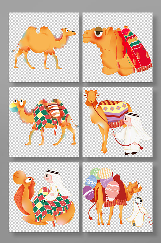 可爱的沙漠骆驼动物元素插画