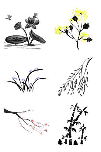 中国风水墨花卉国画