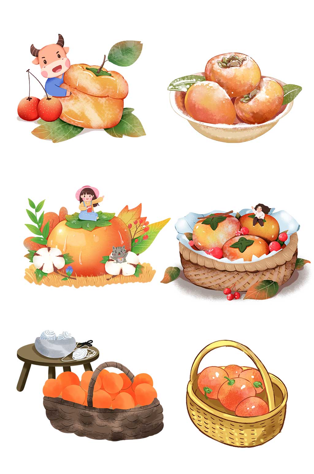 二十四节气霜降插画素材