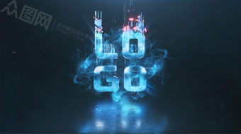 炫酷烟雾光效碎片汇聚LOGO片头-众图网