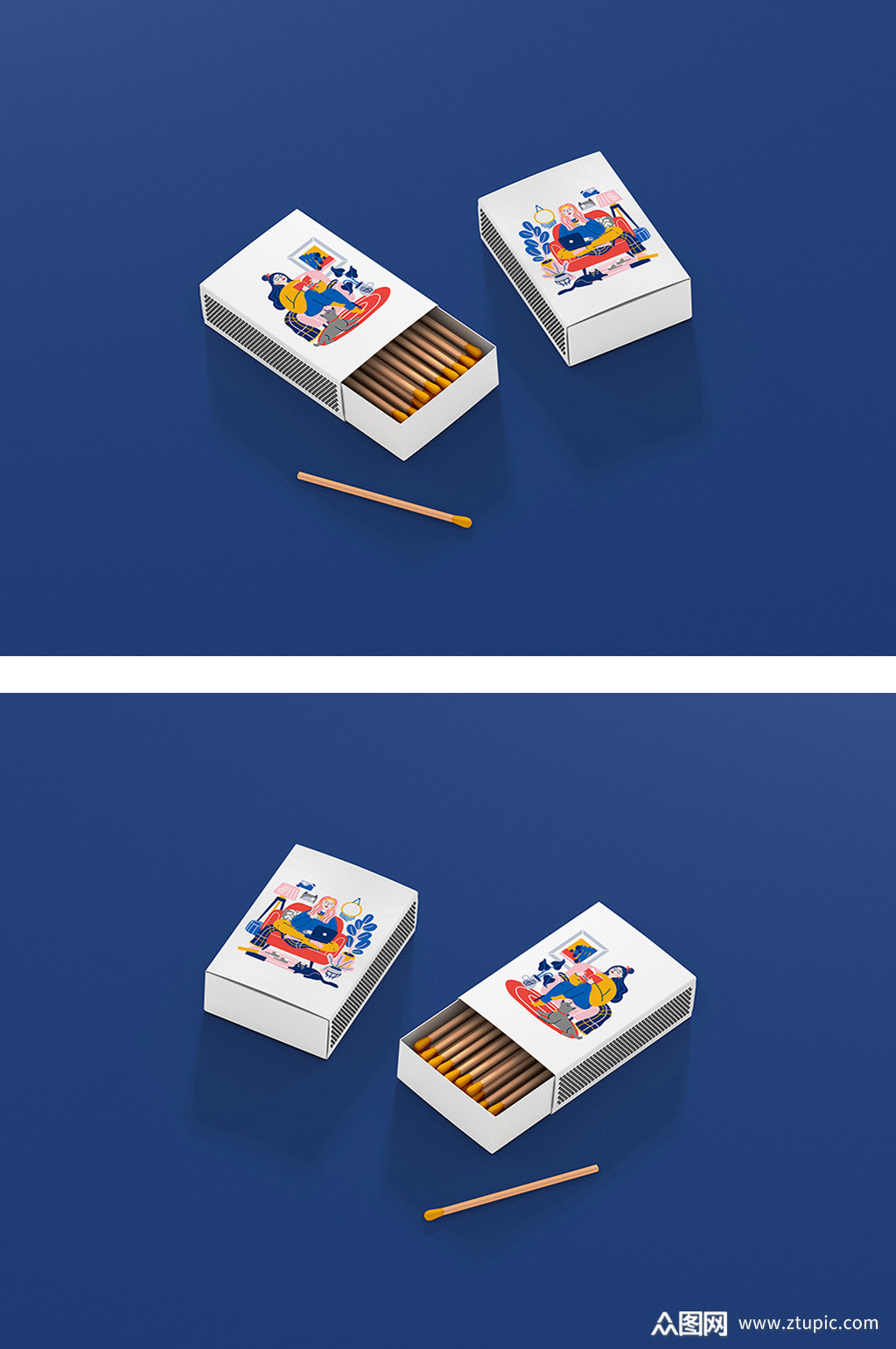 火柴盒文创贴图效果图样机模板下载-编号1880987-众图网