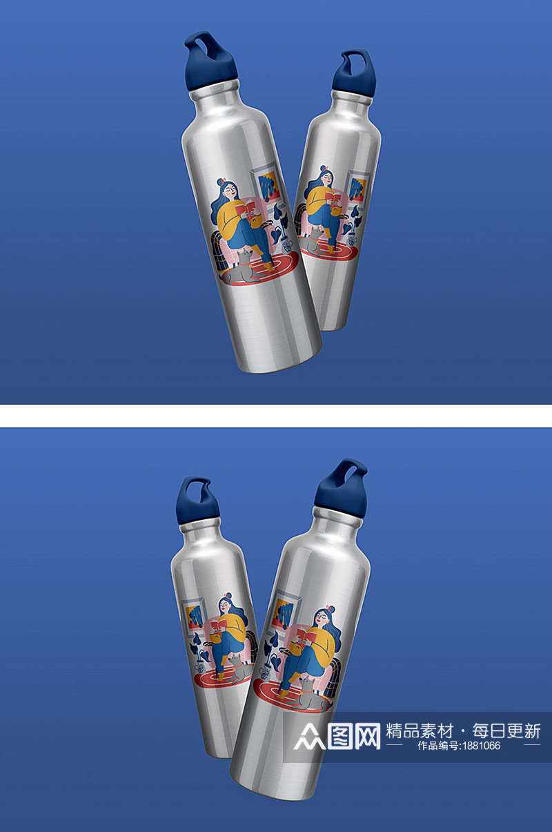 水瓶保温瓶不锈钢保温杯效果图样机素材
