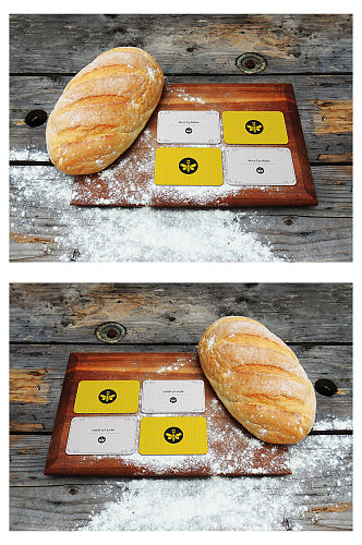 面包卡片标签效果图样机