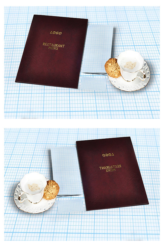 咖啡西餐折页菜单效果图样机