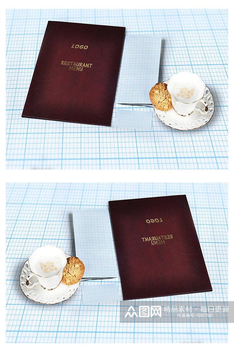 咖啡西餐折页菜单效果图样机素材