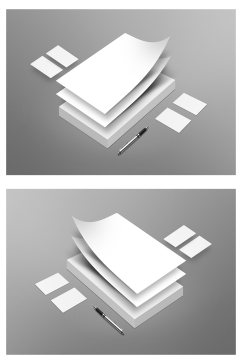 品牌vi笔卡片a4纸张效果图样机