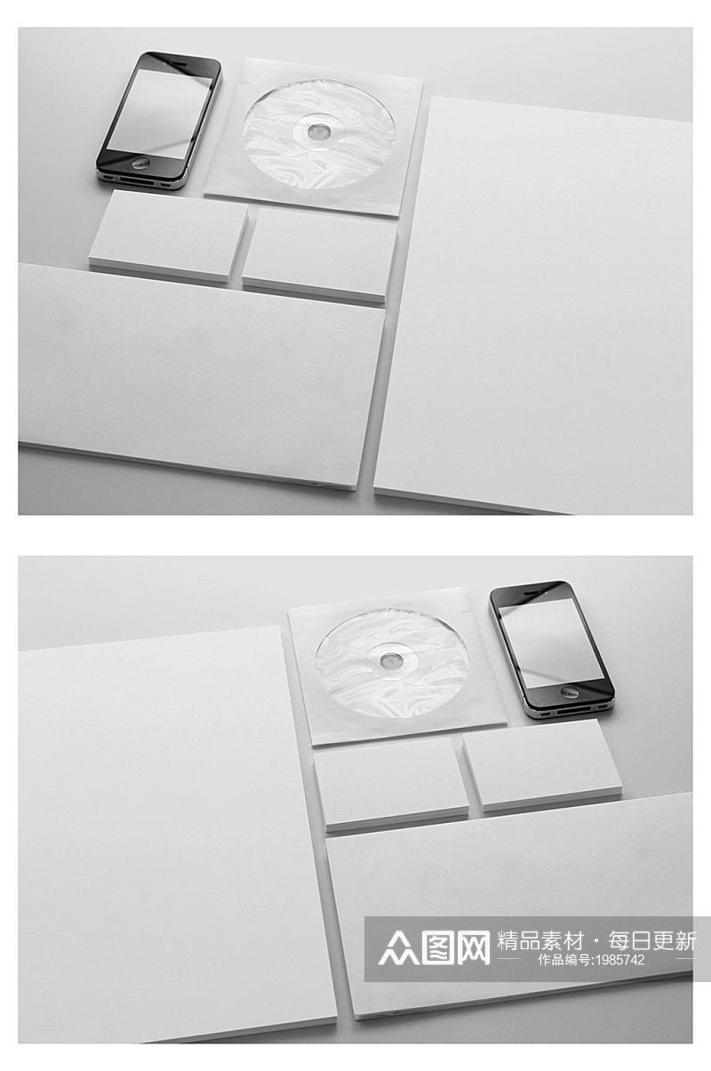 光碟手机纸张简约样机素材