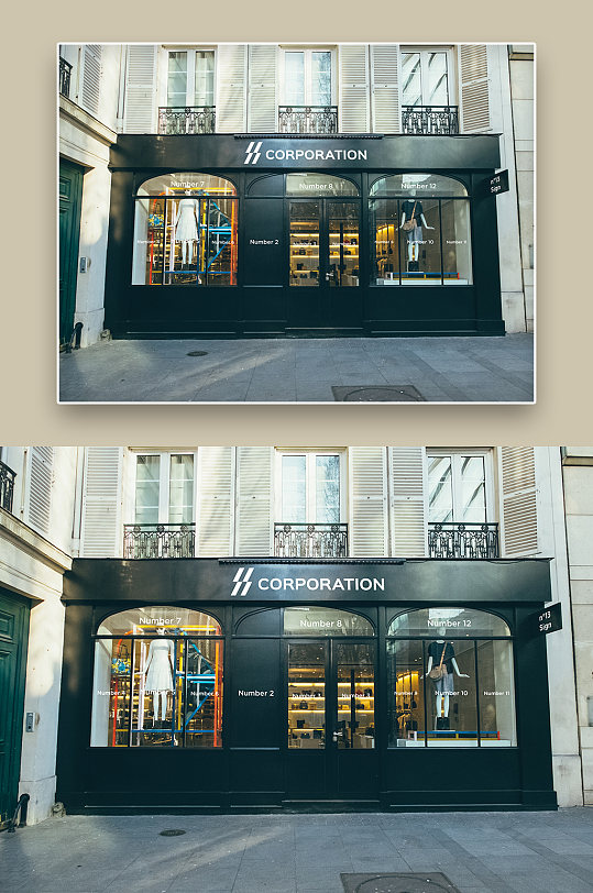 黑色服装店门头智能贴图样机