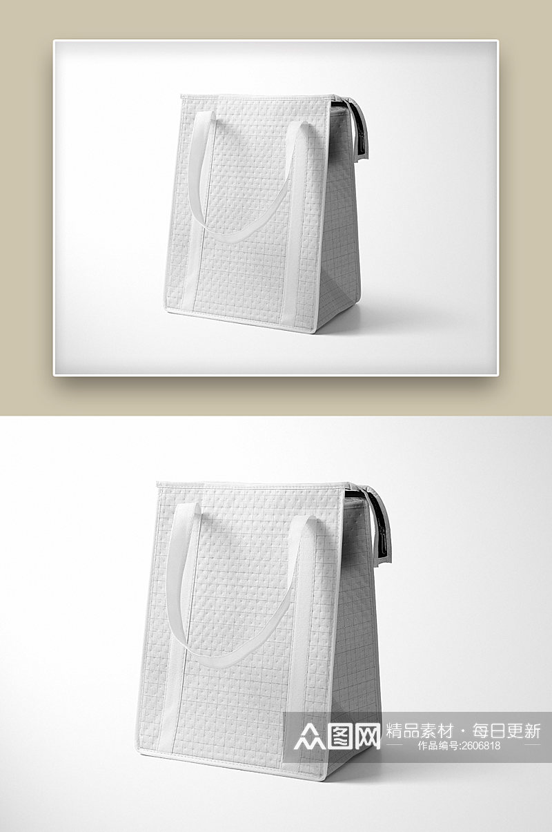 创意简约纸质底纹手提纸袋样机素材